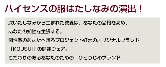 ハイセンスの服はたしなみの演出