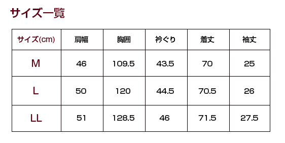 サイズ一覧